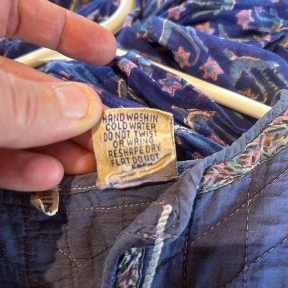 Vintage 70s Indian Cotton Gauze Blockprint Floral Boho Dress Size M - Picture 16 of 16